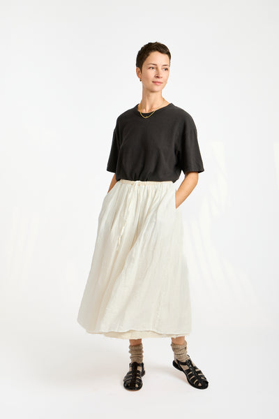 Linen Reversible Skirt in White