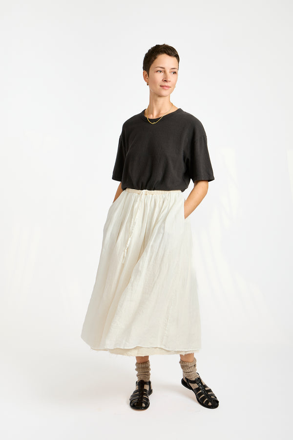 Linen Reversible Skirt in White