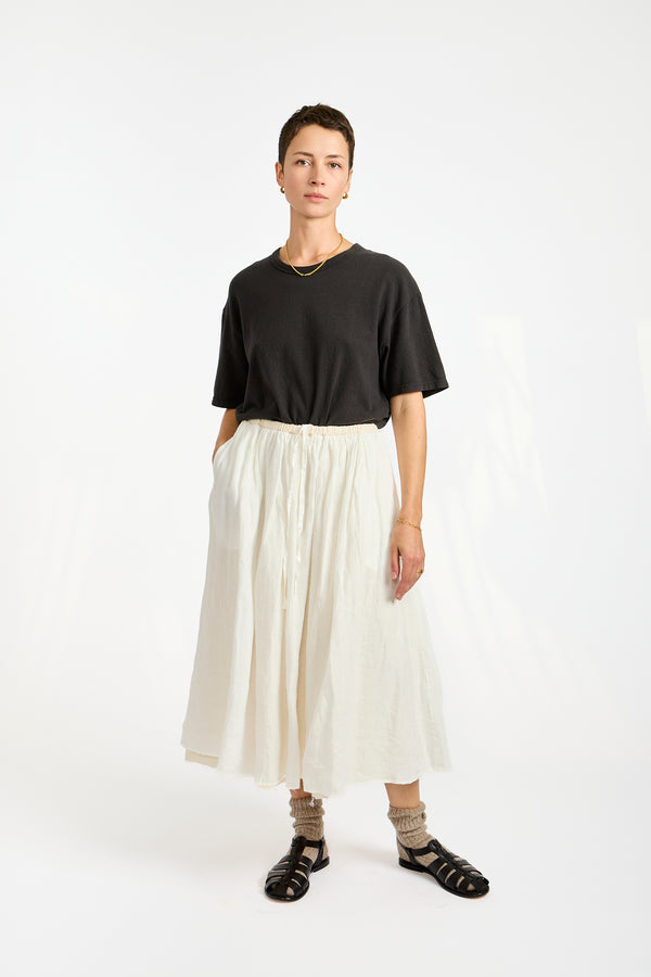 Linen Reversible Skirt in White