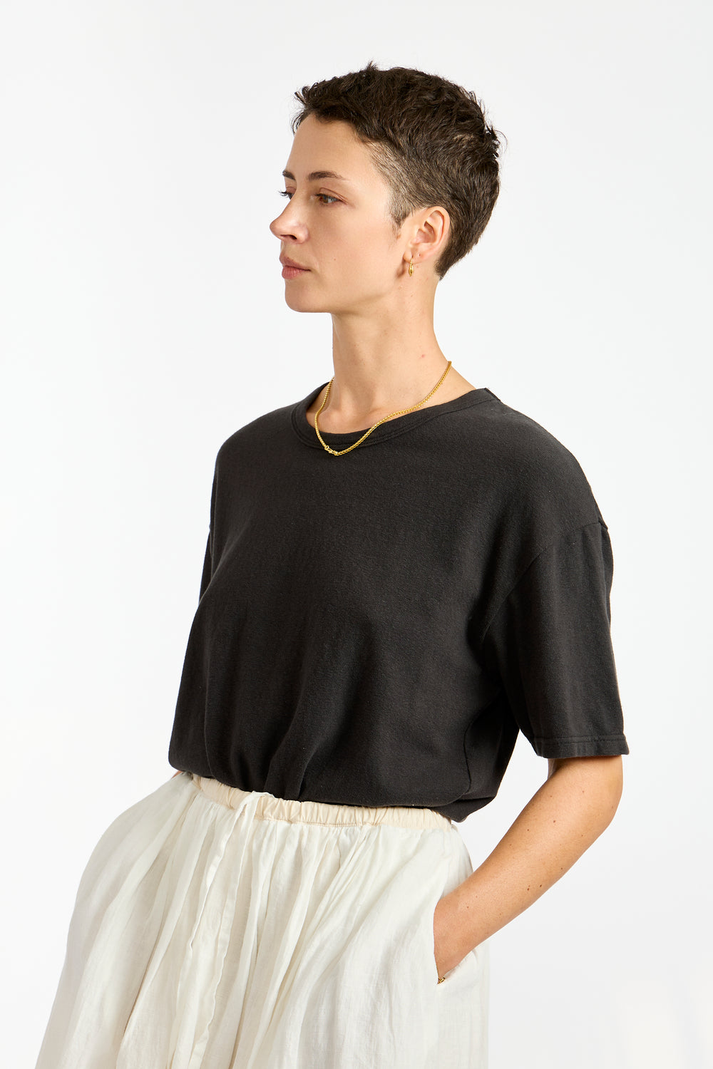 Linen Reversible Skirt in White