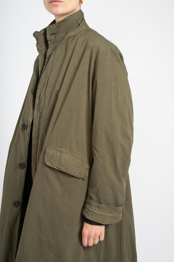 Long Garment Dye Coat in Khaki