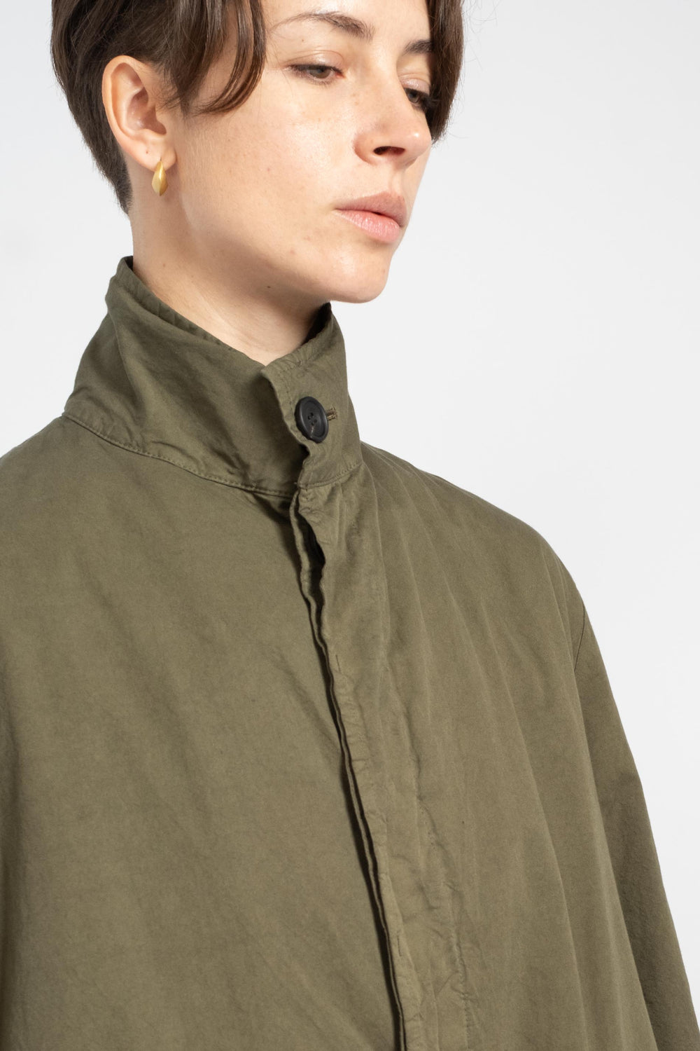 Long Garment Dye Coat in Khaki