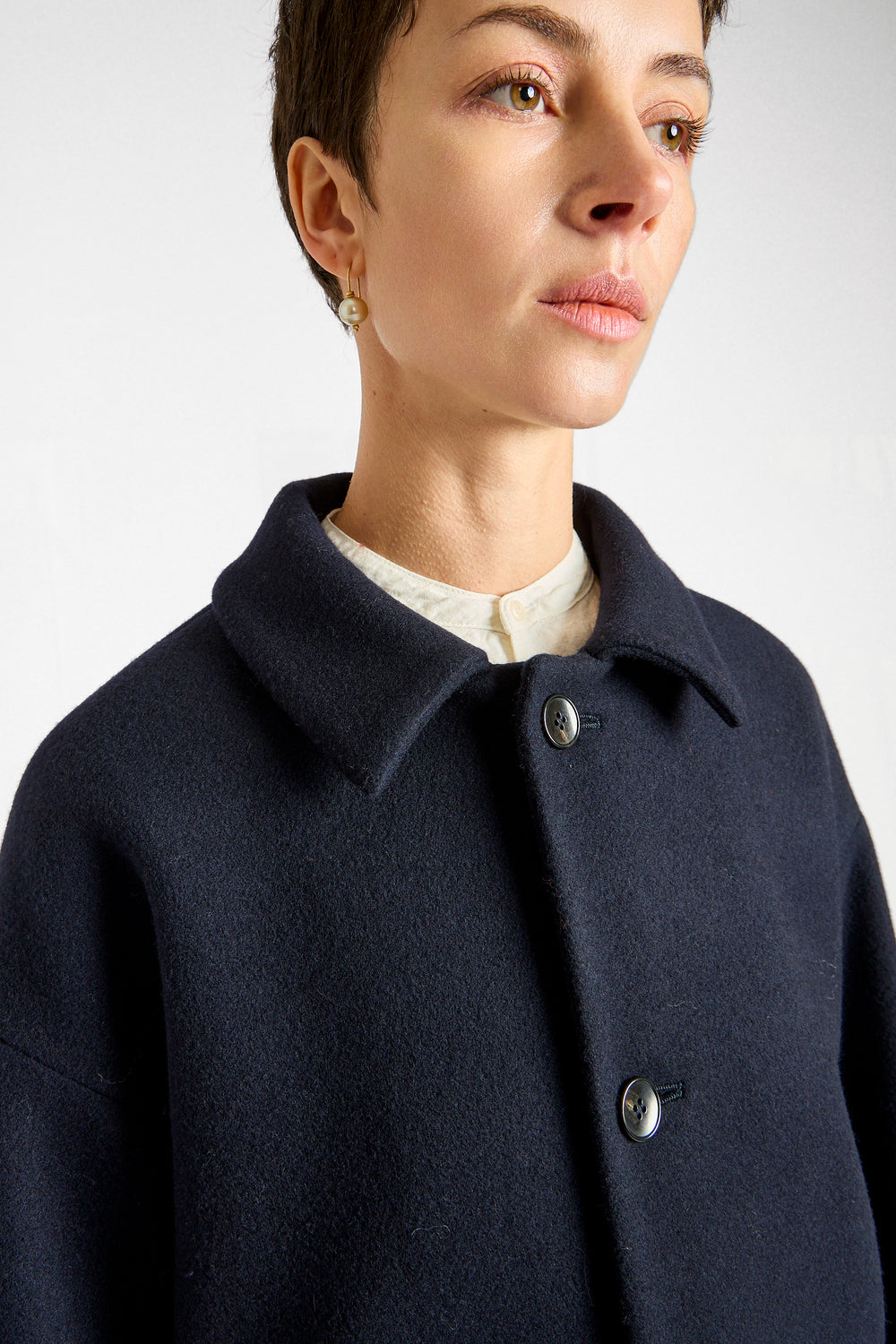 Melton Short Coat in Navy