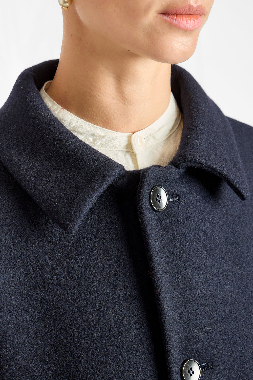 Melton Short Coat in Navy