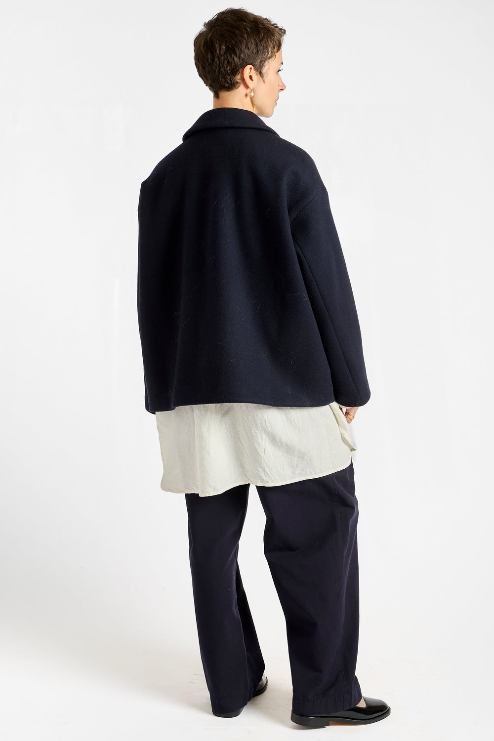 Melton Short Coat in Navy