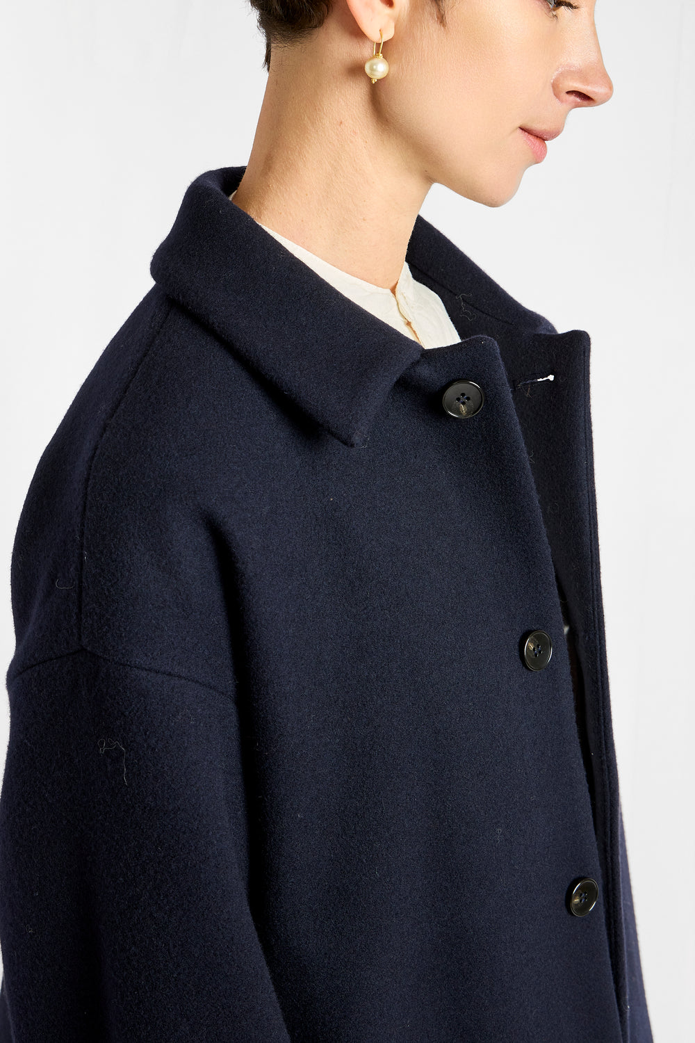 Melton Short Coat in Navy