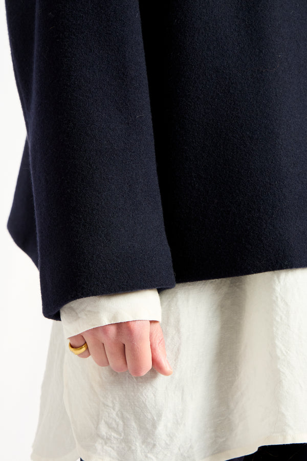 Melton Short Coat in Navy