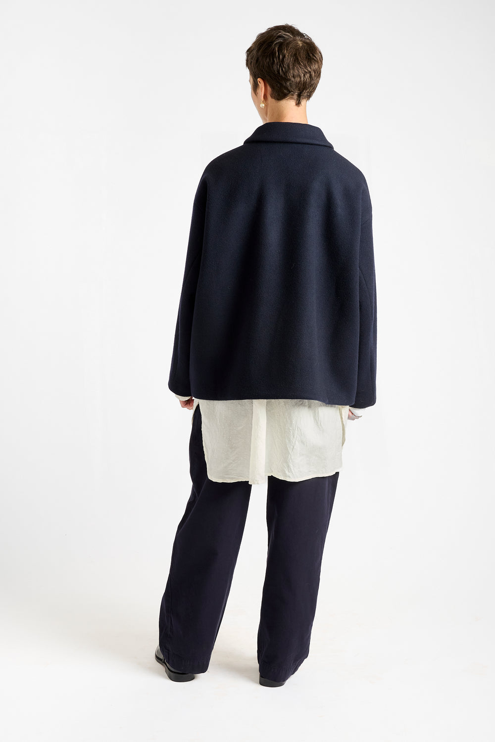 Melton Short Coat in Navy