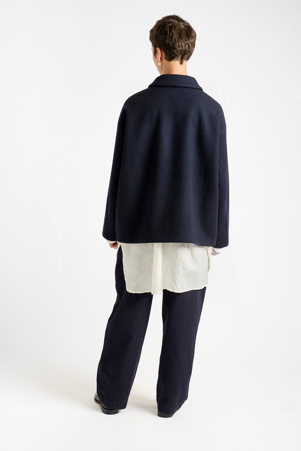 Melton Short Coat in Navy