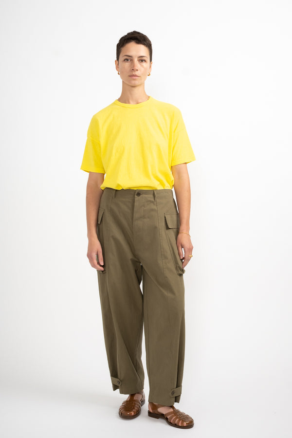 Peach Skin Cargo Pant in Khaki