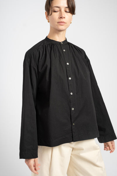 Shirrink Gathered Shirt in Black