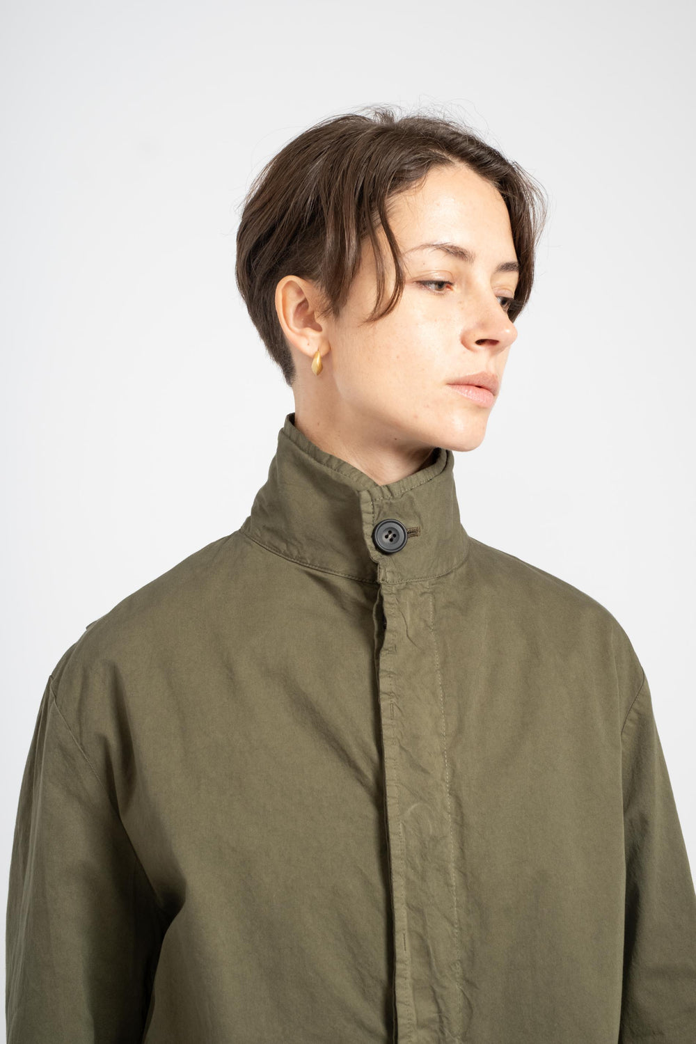 Short Garment Dye Coat in Khaki