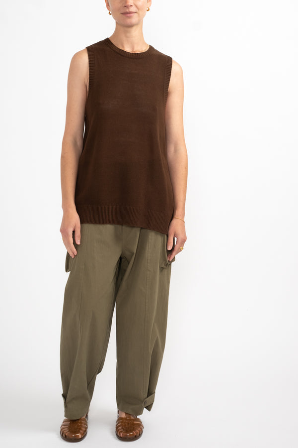 Tencel No-Sleeve Knit in Brown