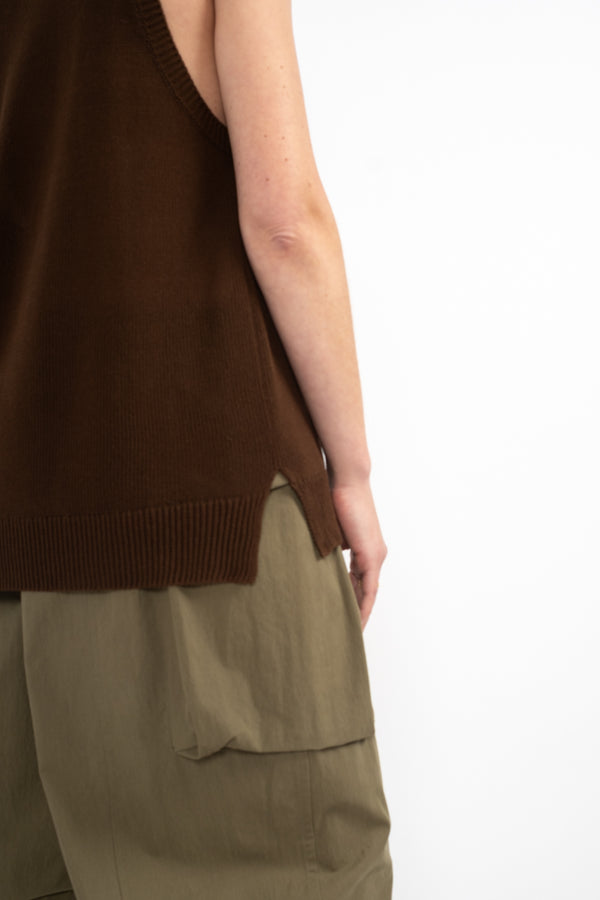 Tencel No-Sleeve Knit in Brown