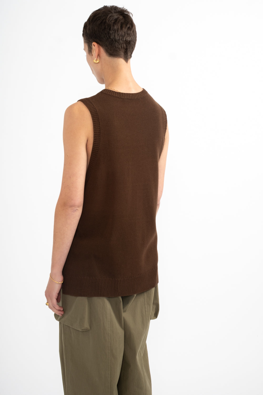 Tencel No-Sleeve Knit in Brown