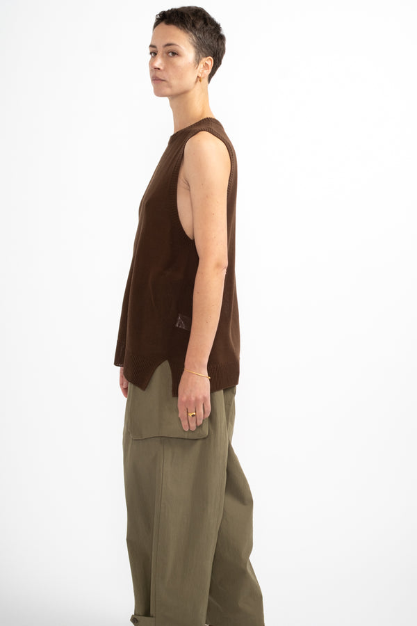 Tencel No-Sleeve Knit in Brown