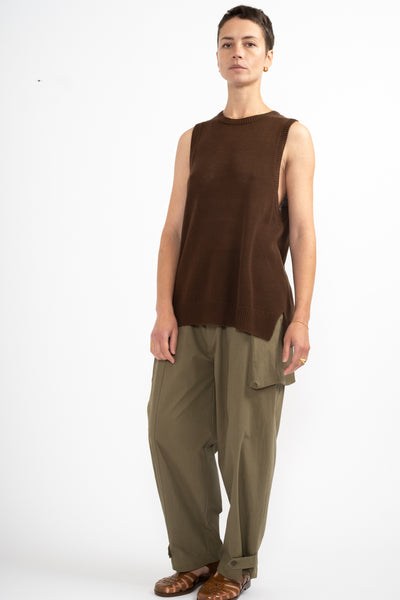 Tencel No-Sleeve Knit in Brown