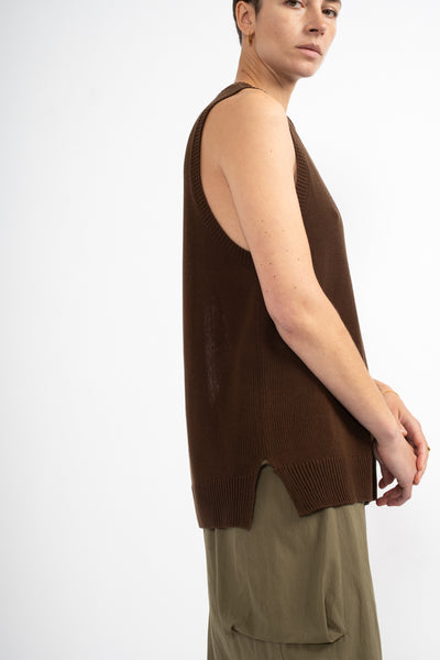 Tencel No-Sleeve Knit in Brown