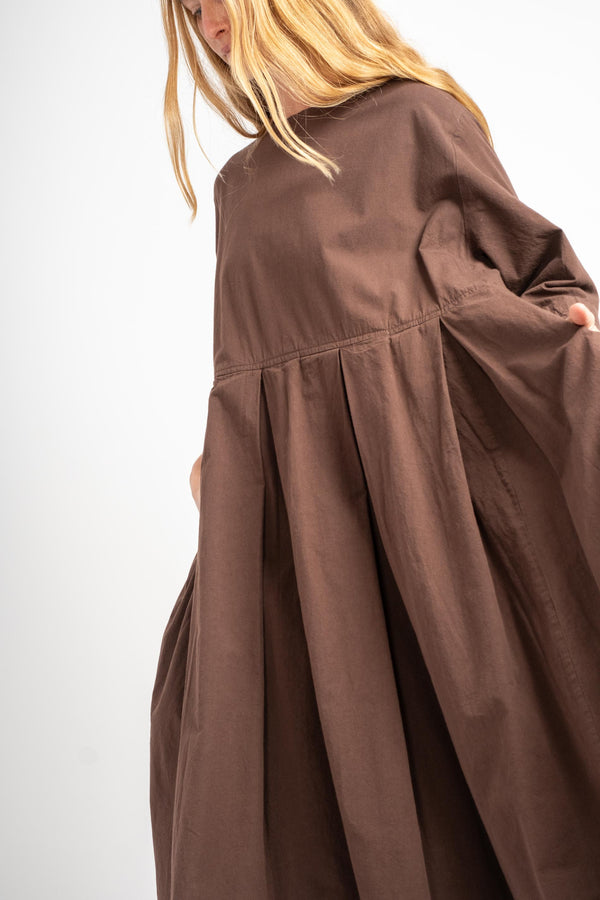 Box Tuck Dress in Brown