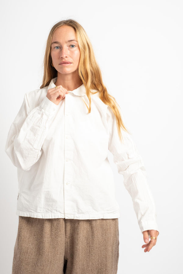 Round Collar Shirt in White