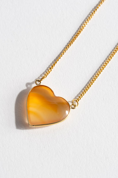 14K Agate Heart Necklace