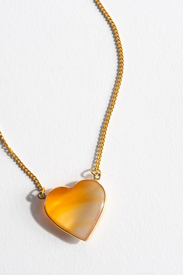 14K Agate Heart Necklace