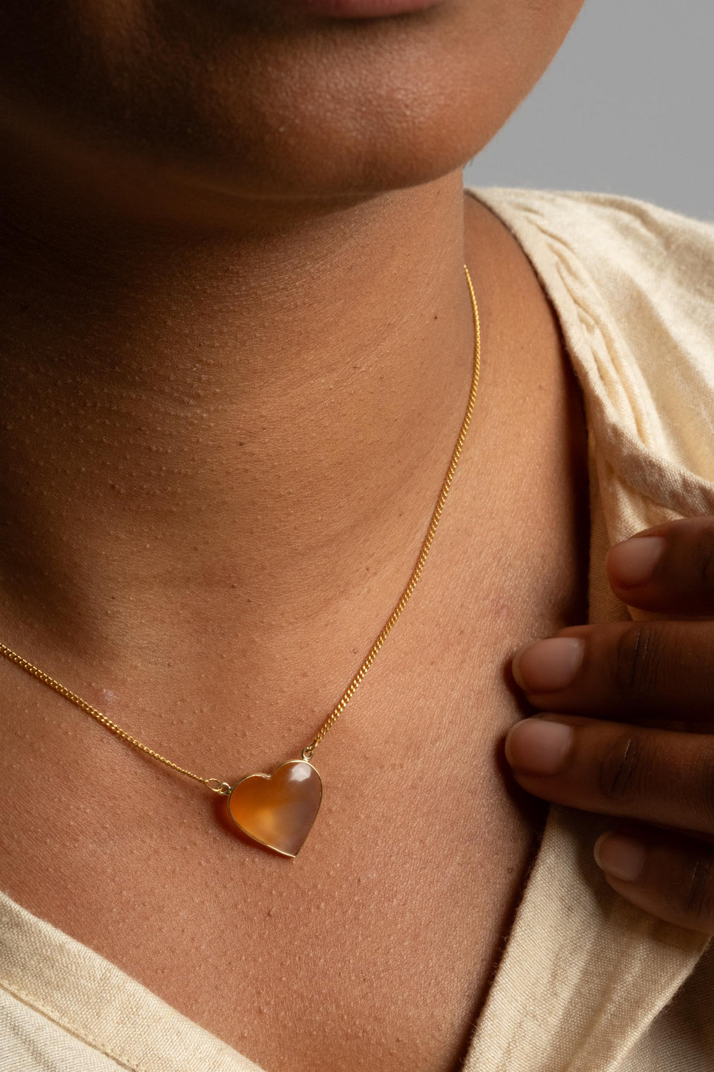 14K Agate Heart Necklace