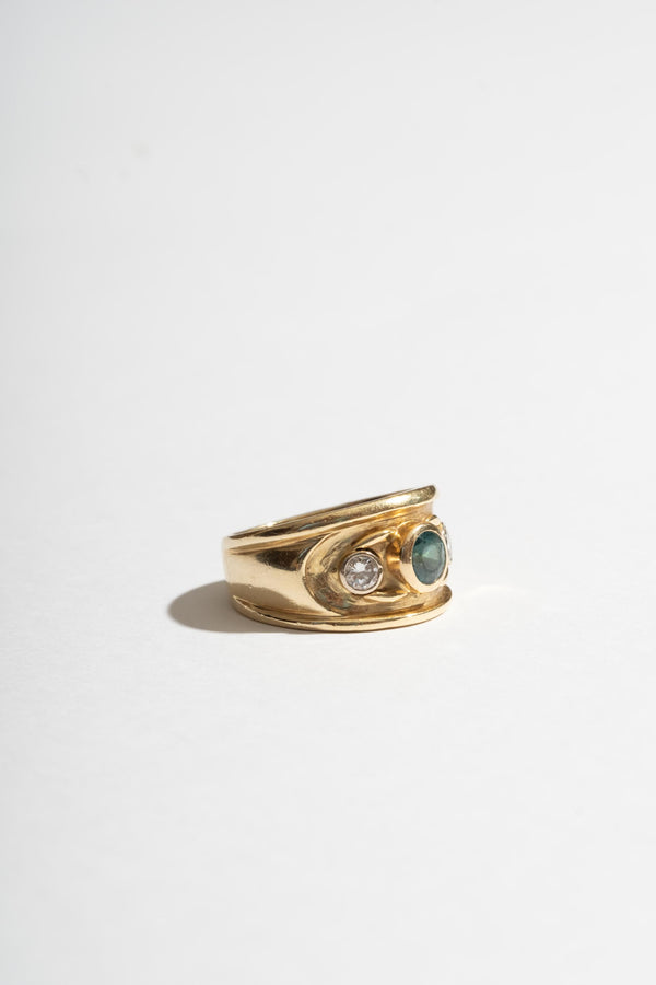 14K Blue Topaz Diamond ring