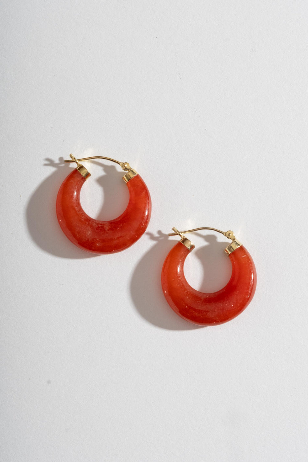 14K Carnelian Hoops