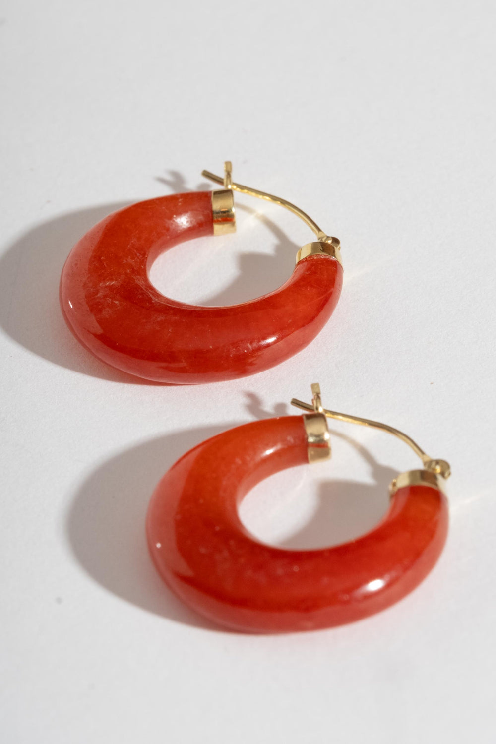 14K Carnelian Hoops