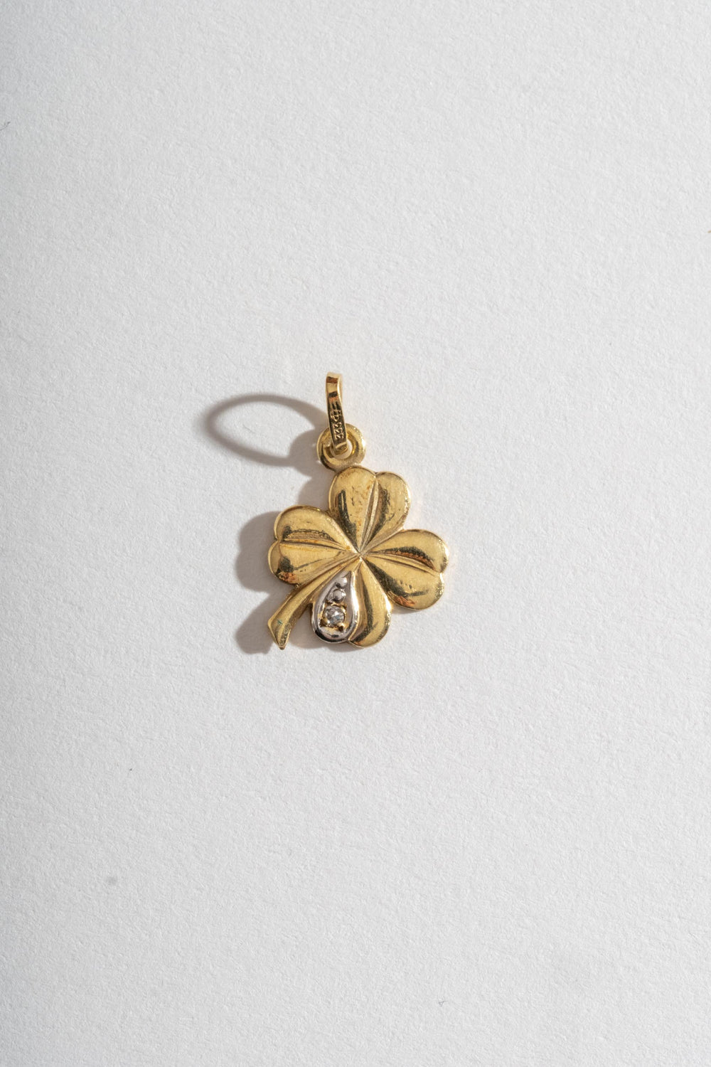 14K Diamond Four Leaf Clover Pendant