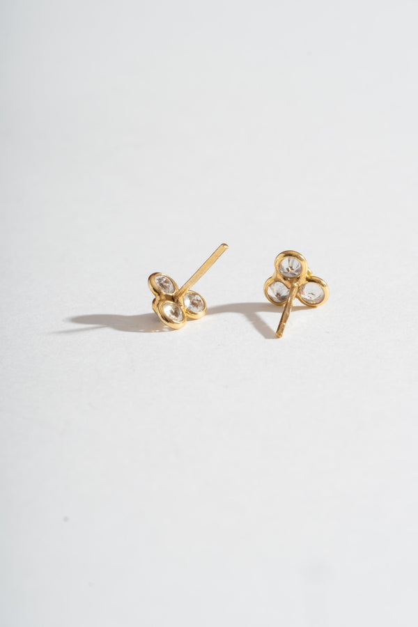 14K Diamond and Sapphire Rosette Studs