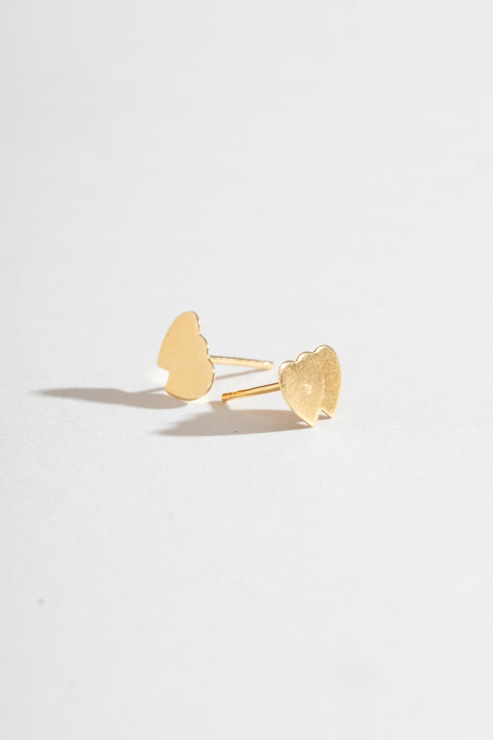 14K Double Heart Studs