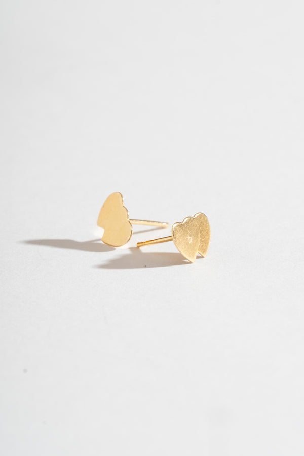 14K Double Heart Studs