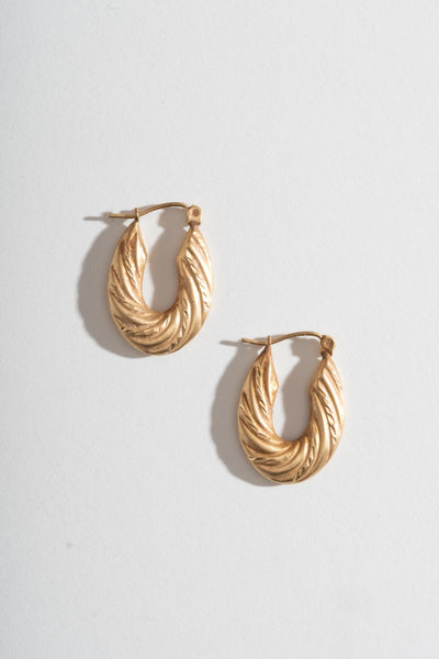 14K Elongated Twisted Hoops