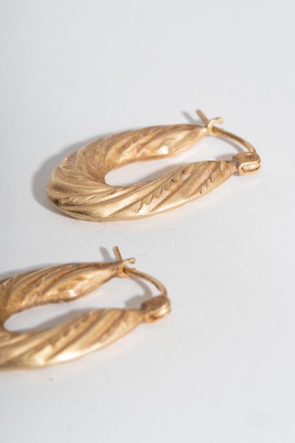 14K Elongated Twisted Hoops