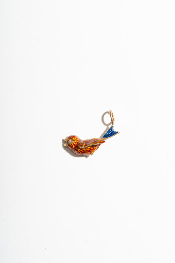 14K Enamel Sparrow Charm