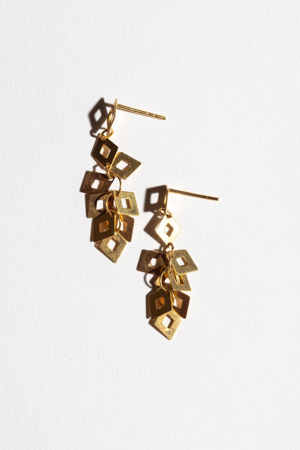 14K Geometric Dangle Studs