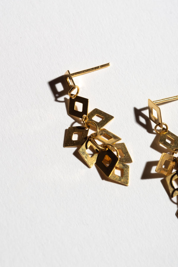 14K Geometric Dangle Studs