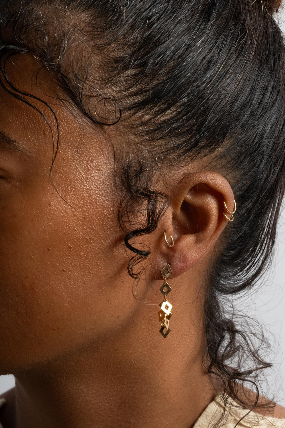 14K Geometric Dangle Studs