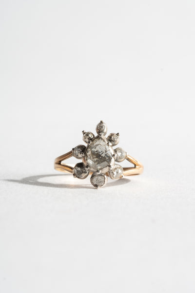 14K Georgian Diamond Cluster Ring
