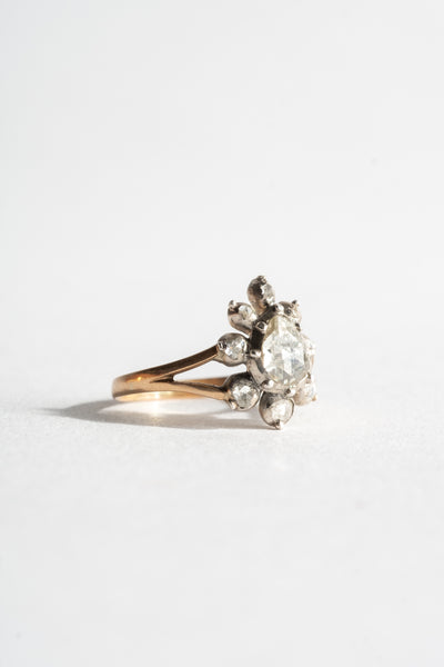 14K Georgian Diamond Cluster Ring