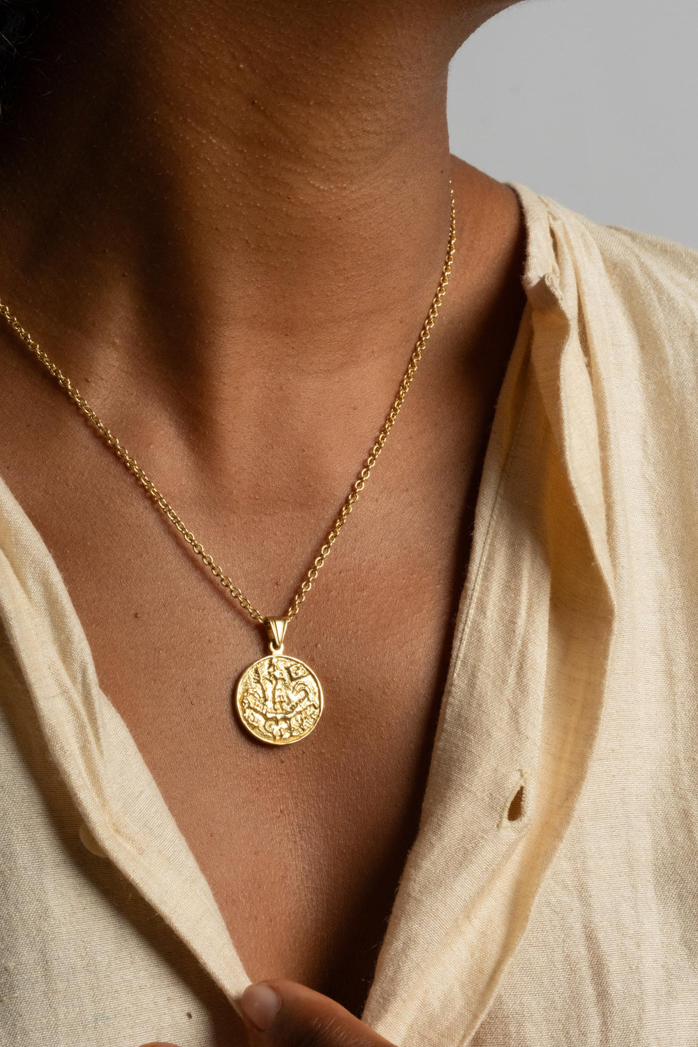 14K Greek Coin Pendant