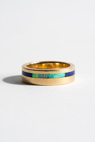 14K Lapis and Opal Inlay Band