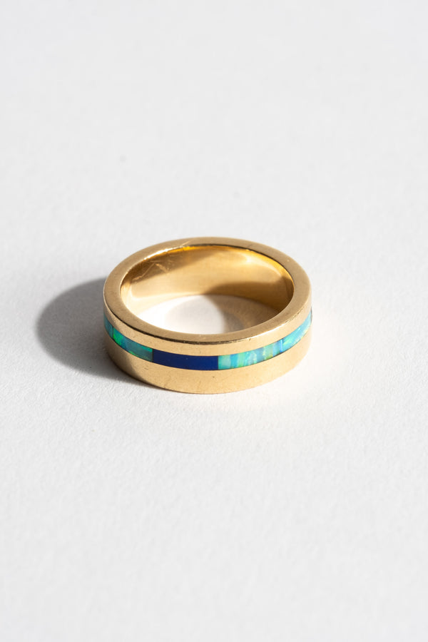 14K Lapis and Opal Inlay Band