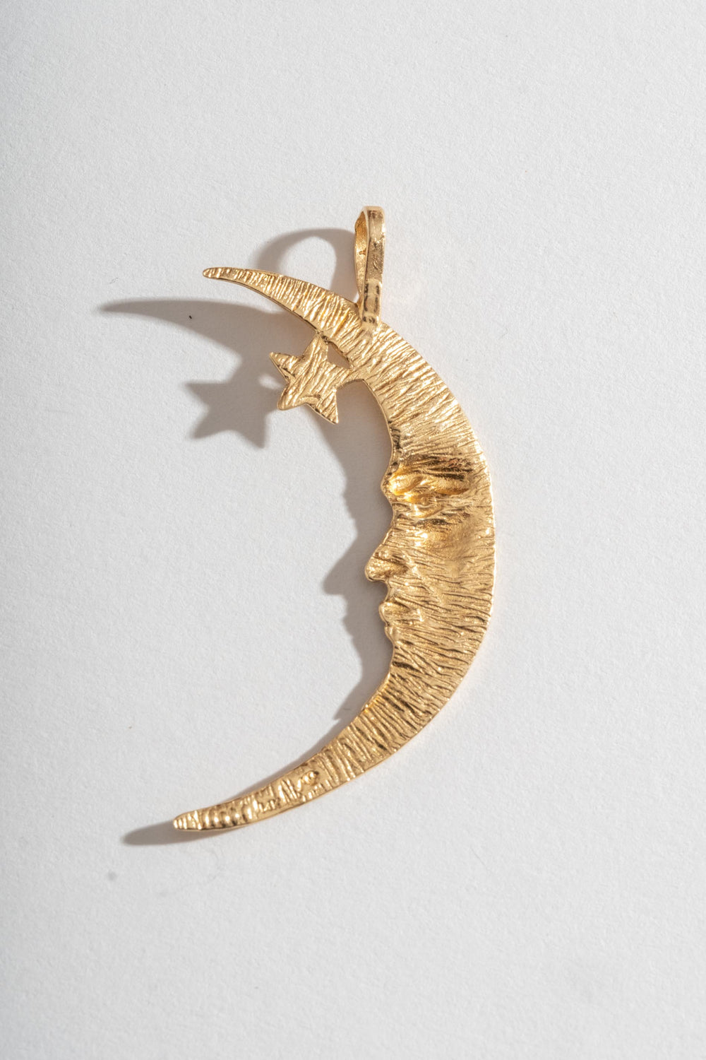 14K Large Crescent Moon Pendant