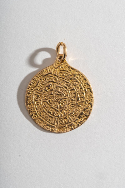 14K Minoan Phaistos Disk Pendant