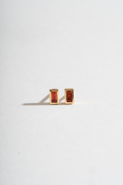 14K Orange Sapphire Baguette Studs