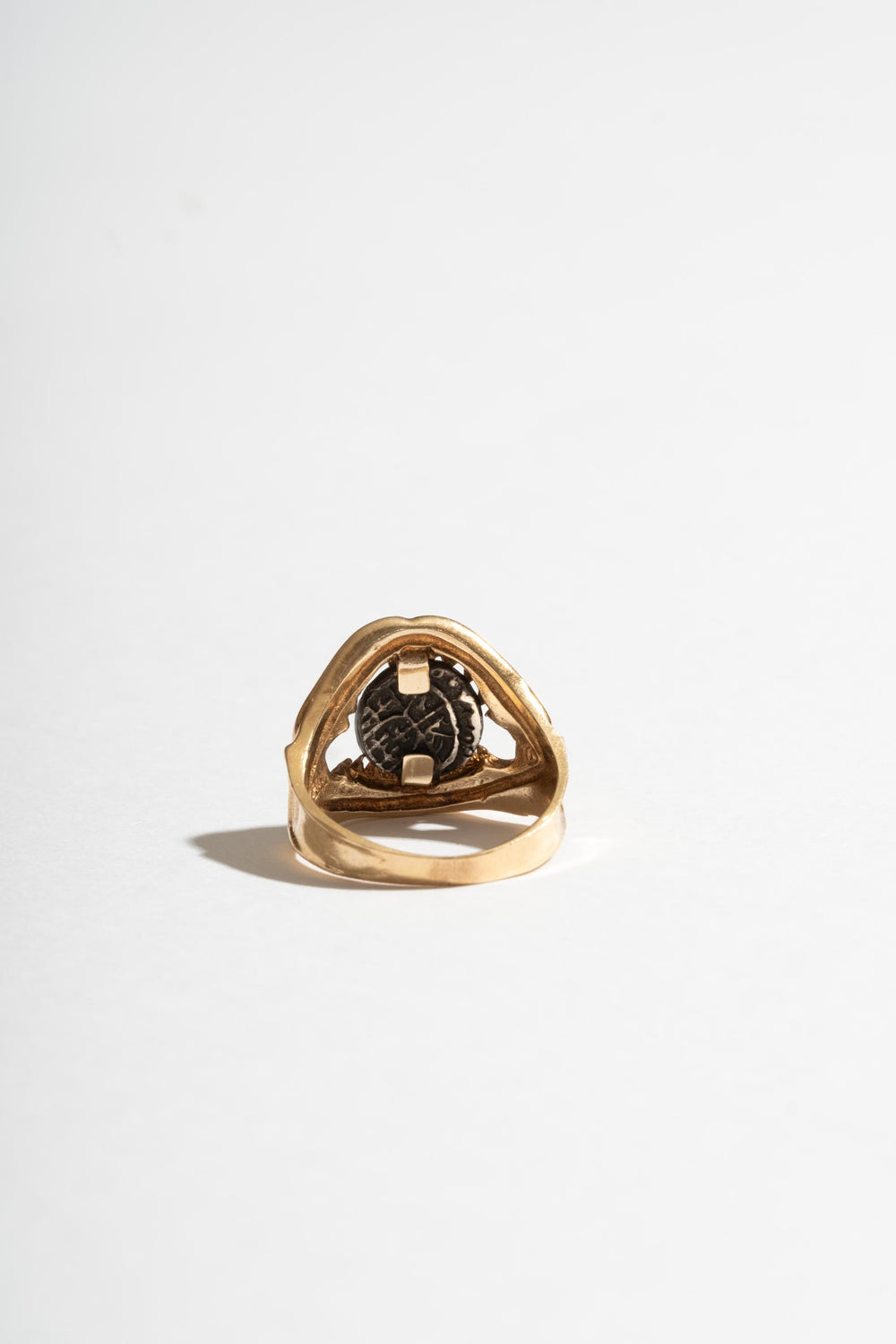 14K Shark Jaw Ring with Silver Roman Coin