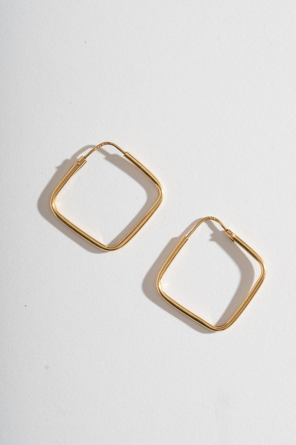 14K Square Hoops